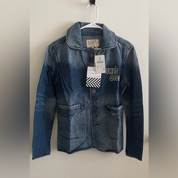 Women's Sandrine Rose by Free People Tres Cool Jean Jacket Size S - Picture 1 of 9
